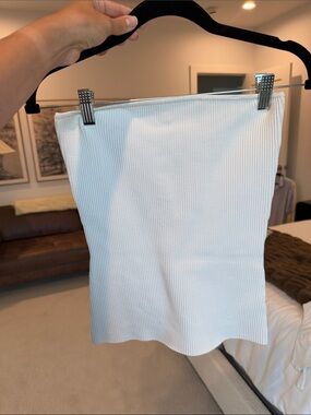 aritzia White Ribbed Tube Mini Skirt